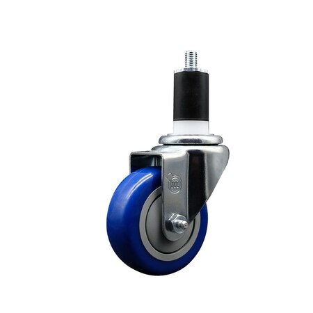 Service Caster 3.5'' Blue Poly Wheel Swivel 1-1/2'' Expanding Stem Caster SCC-EX20S3514-PPUB-BLUE-112
